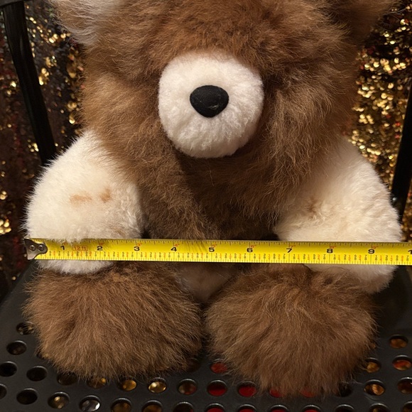 Brown and White Plush Alpaca Fur Bear - Picture 3 of 7